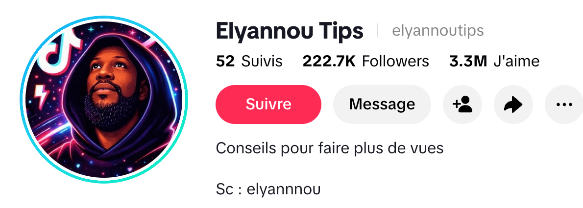 Capture du même compte aujourd'hui