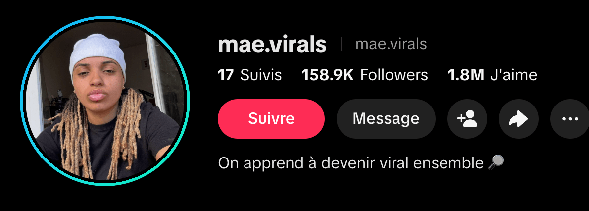 Capture du même compte aujourd'hui