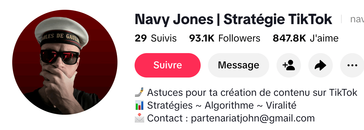 Capture du même compte aujourd'hui